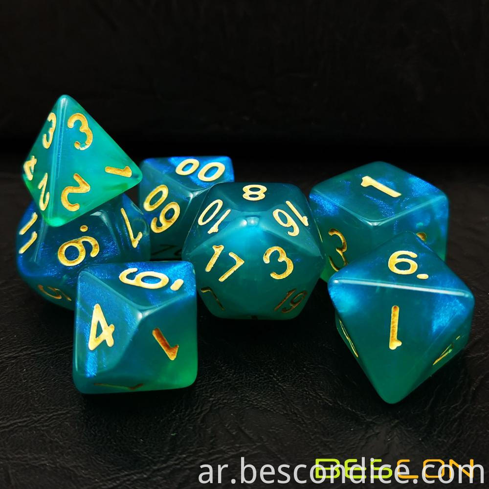 Peacock Blue Resin Dnd Polyhedral Dice Set 1